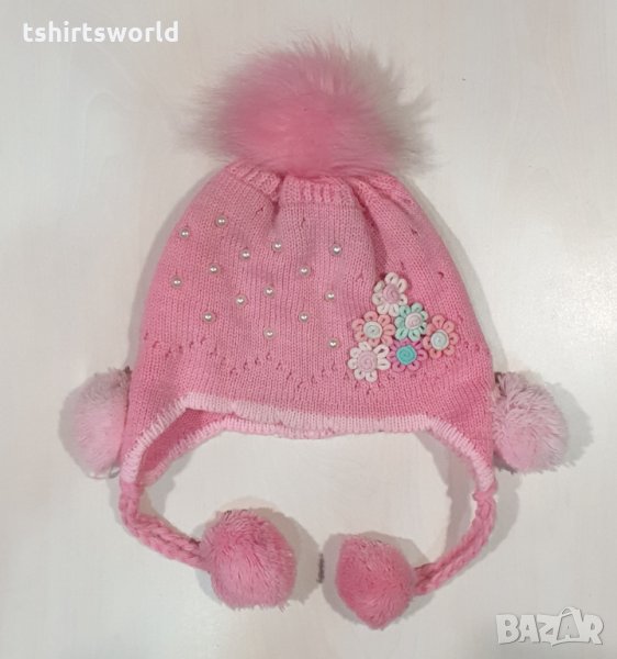 Нова детска розова зимна шапка, от 4 години до 12 години, снимка 1