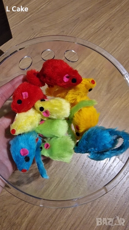 10 бр. Меки руно фалшиви котешки играчки за мишки, цветни, снимка 1