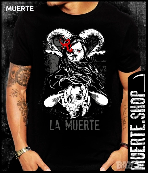 Черна тениска с щампа LILITH LA MUERTE, снимка 1