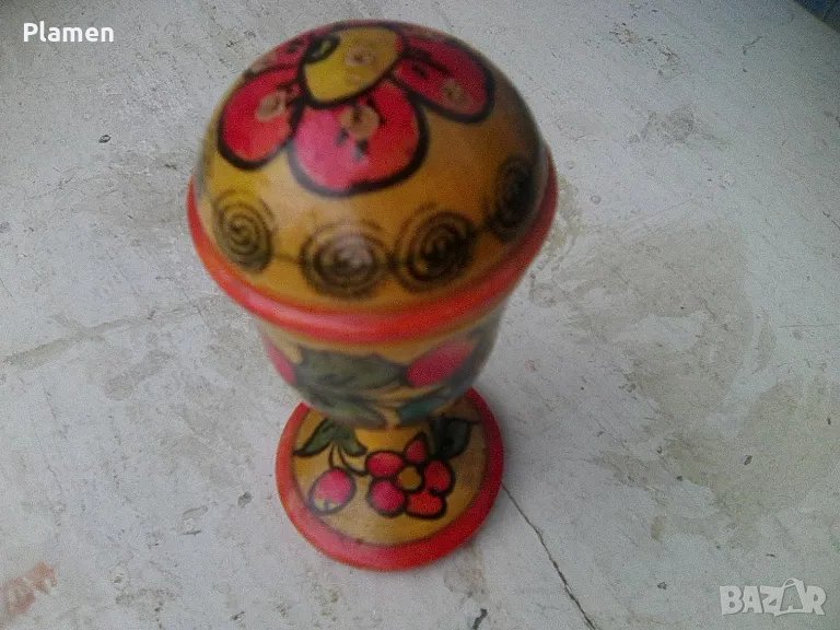 Дървена руска солничка, снимка 1