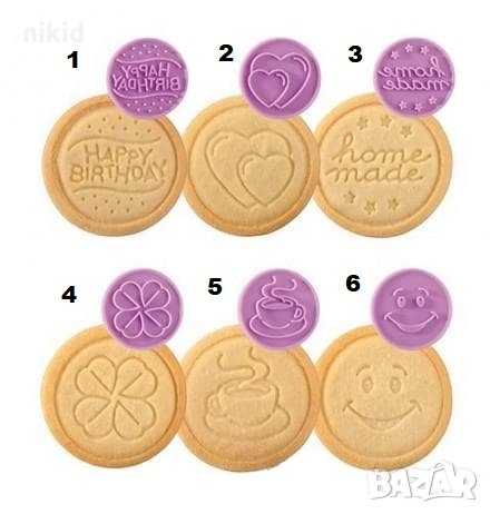6 вида печат щампа за сладки бисквитки тесто пластмасов, снимка 1