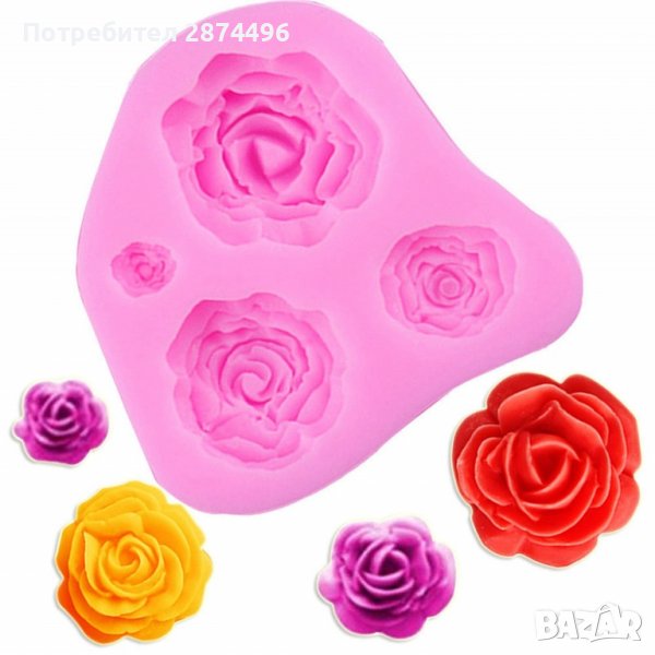 3805 Форма с 4 рози, снимка 1