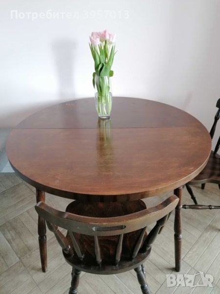 Трапезна дървена маса с 6 бр. столове, снимка 1