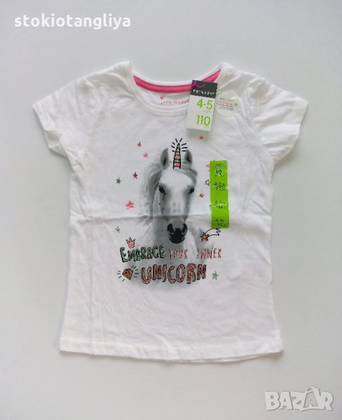 Тениска за момиче с еднорог, размер 3-4 години, ръст 104 см, снимка 1
