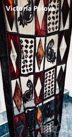 Луксозен дизайнерски шал от коприна и кадифена вискоза - истинско бижу, снимка 2 - Шалове - 52720150