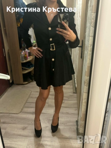 Елегантна черна рокля, снимка 2 - Рокли - 53136155