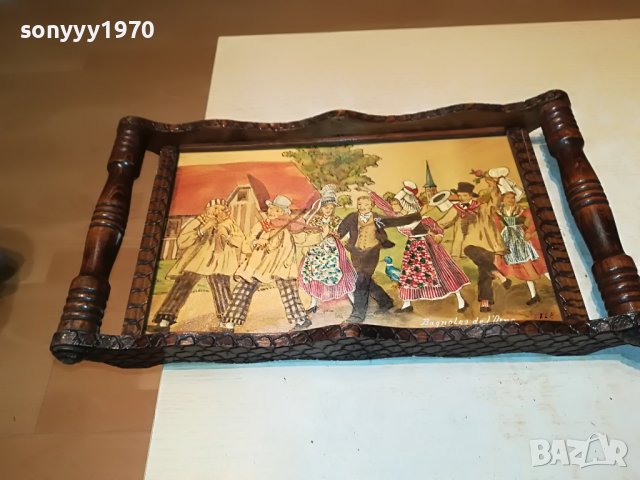 SOLD//ПОРЪЧАНА-bagnoles de lorne-картина/поднос от франция 1112221918, снимка 2 - Антикварни и старинни предмети - 38977062