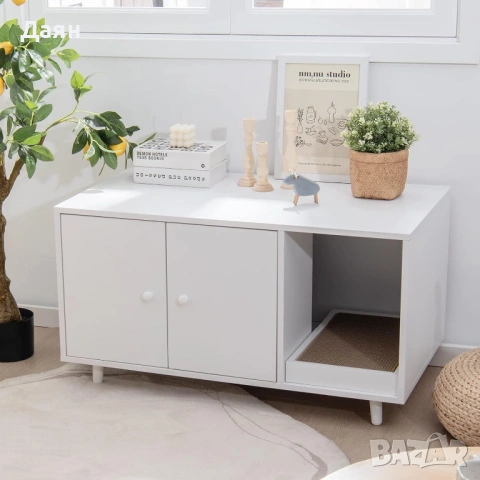 Шкаф за котешката тоалетна с драскалка COSTWAY