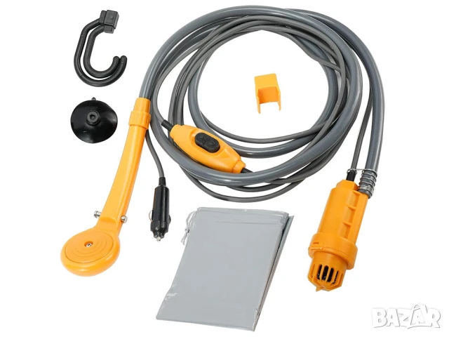 Преносим къмпинг душ 12V – включване в запалка, пълен комплект