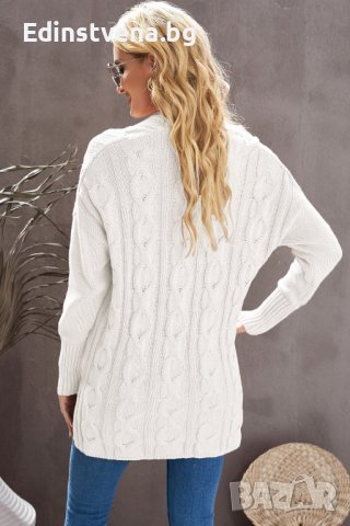Дамски памучен пуловер в бяло, снимка 5 - Блузи с дълъг ръкав и пуловери - 43152461