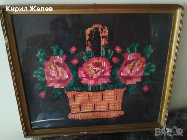 ГОЛЯМ ПРЕКРАСЕН Стар ГОБЛЕН Кошничка с ЦВЕТЯ Идеален За ДОМА ВИЛАТА РЕТРО ИНТЕРИОРНА ДЕКОРАЦИЯ 42936, снимка 7 - Гоблени - 43750215