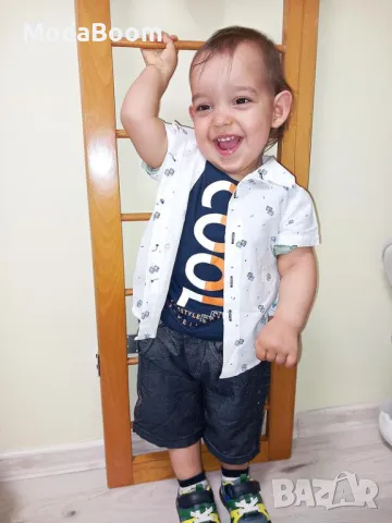 Детски Комплект от 3 Части: Потник, Риза и Къси Панталонки!