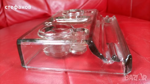 Ретро стъклена мастилница от едно време, неползвана, снимка 3 - Антикварни и старинни предмети - 51143166