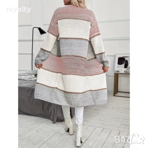 Дълга дамска жилетка райе, снимка 4 - Жилетки - 52157565