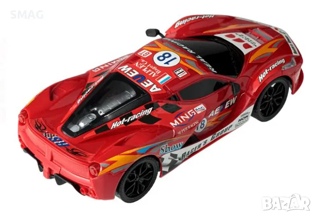 RC състезателна кола червена със светлини S_1214522, снимка 3 - Коли, камиони, мотори, писти - 47923407