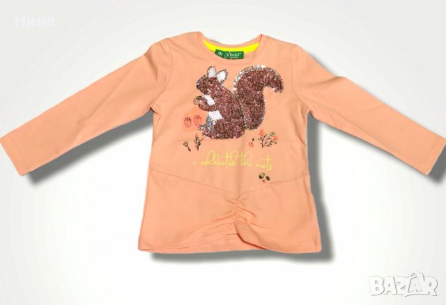 Блузка Chichlid с апликация 🐿️, снимка 3 - Детски Блузи и туники - 37436511