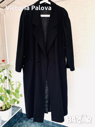 Дълго черно модерно палто,80% вълна, снимка 2 - Палта, манта - 35519840