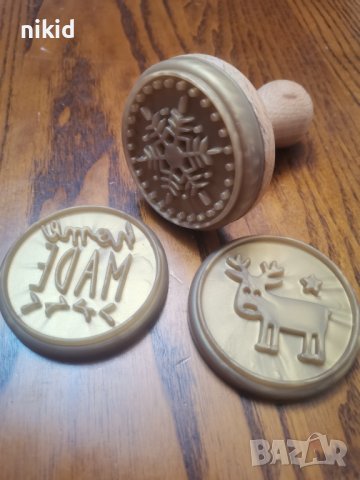 6 вид Коледен печат коледни печати с 3 силиконови приставки дървена дръжка за бисквитки тесто сладки, снимка 1 - Форми - 43094438