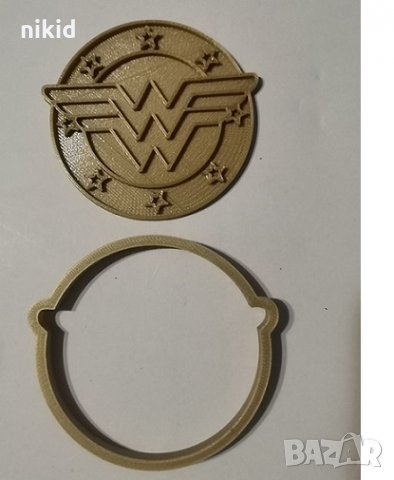 Wonder Woman Жената-Чудо лого пластмасов резец форма фондан тесто бисквитки, снимка 2 - Форми - 32240119
