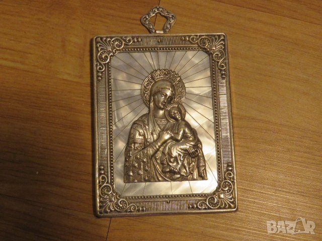 Нагръден знак  медальон богородица, Дева Мария  със седеф -внос от Израел, Йерусалим, снимка 3 - Антикварни и старинни предмети - 28870780