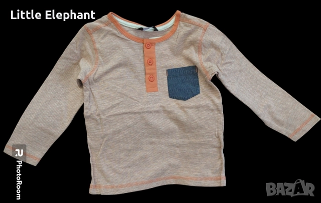 Блузка с дълъг ръкав за 12-18 мес момченце на оранжева гама,копчета и джобче,Англия/нова