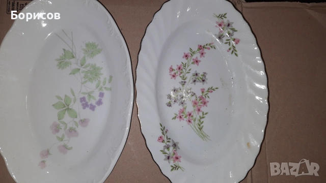 Елипсовидни порцеланови паници на бойка, снимка 2 - Чинии - 53435122