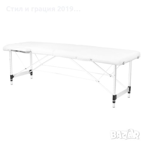 Преносима двусекторна кушетка Komfort 186 х 59 х 62/80 см - бяла/черна, снимка 5 - Кушетки - 43922123