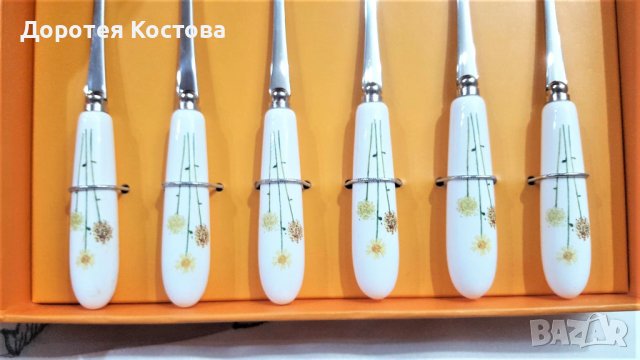 AYNSLEY нови красиви вилички с маргаритки от Англия с порцеланови дръжки, снимка 3 - Антикварни и старинни предмети - 39854185