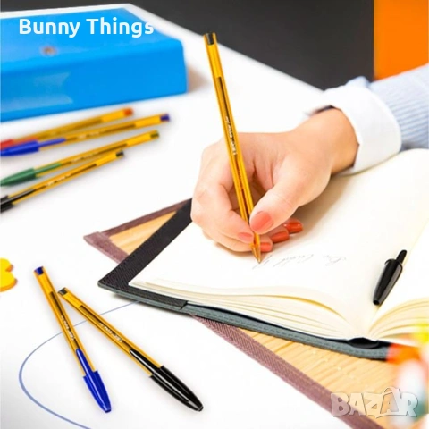 Химикалка BIC Cristal Fine, синя 0.8mm - 4 бр., снимка 2 - Ученически пособия, канцеларски материали - 53409709