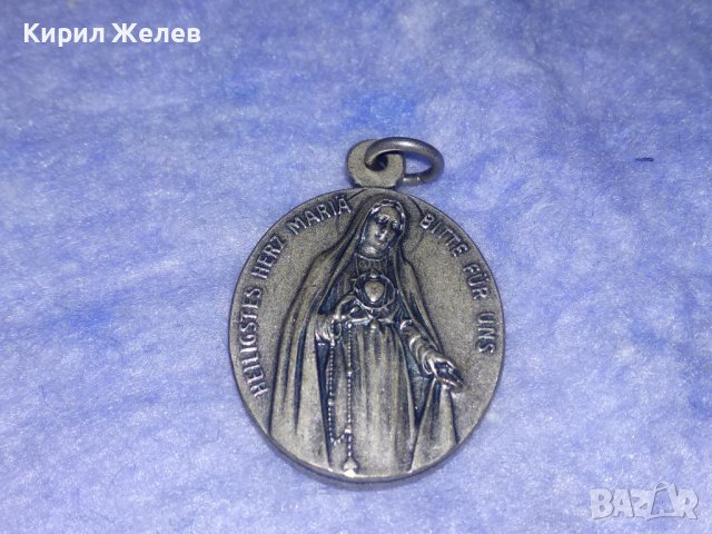 СТАРИННА ГЕРМАНСКА РЯДКА РИМОКАТОЛИЧЕСКА ПОСРЕБРЕНА НАГРЪДНА ИКОНКА ДВУСТРАННА 31254, снимка 3 - Антикварни и старинни предмети - 39677030