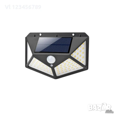 Водоустойчива соларна 100 LED стенна лампа с 3 режима