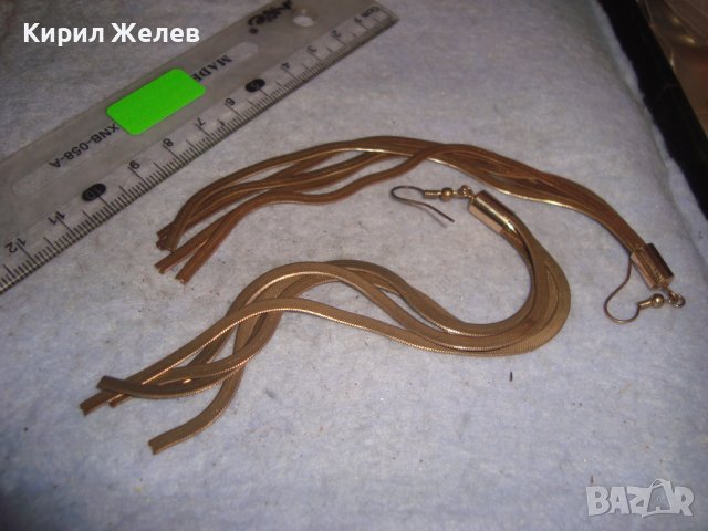 ЗЛАТИСТИ НЕЖНИ ЛЕНТОВИДНИ РЕТРО АРТ ОБЕЦИ 6939, снимка 5 - Обеци - 36635572