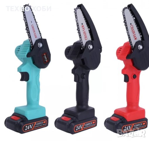Акомулаторен верижен трион за клони и дърва 24V, 5Ah мини трион, литиевойонни батерии, снимка 3 - Градински инструменти - 38568286