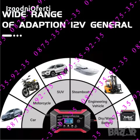 Импулсно СМАРТ зарядно за Акумулатор 12V 6A Автомобил Кола Мотор SMART, снимка 9 - Аксесоари и консумативи - 48272618