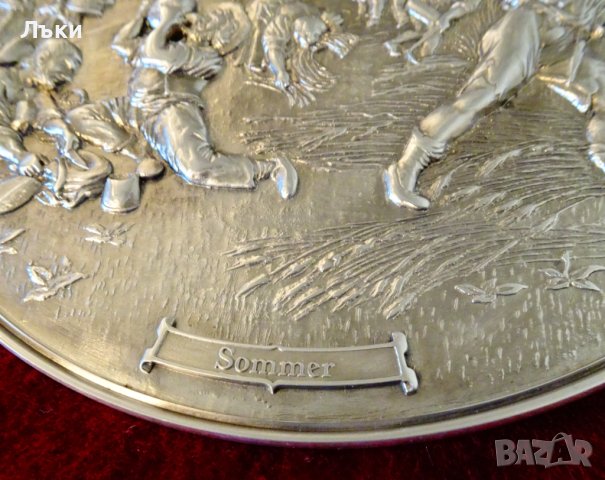 WMF плакет,медал,пано от калай с релефна картина Лято. , снимка 2 - Антикварни и старинни предмети - 44117184