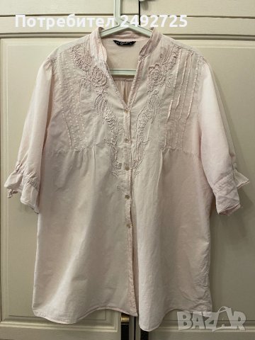 Туника, Риза къс ръкав бледорозова бродерия, снимка 1 - Туники - 43434060