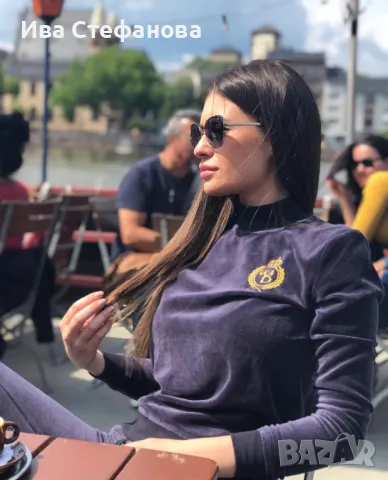 Нов плюшен тъмно син дамски сет комплект от две части, снимка 2 - Спортни екипи - 47292058