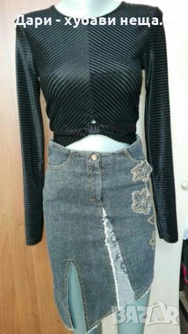 Дънкова пола с много интересен модел🍀❤XS,S,S/M❤🍀арт.4294, снимка 4 - Поли - 37023813