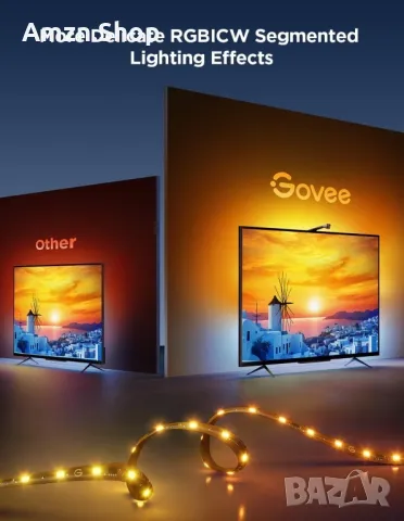 Govee TV Backlight 3 Lite 55-65 инча RGBICW Wi-Fi LED лента за телевизор, снимка 4 - Телевизори - 49766863