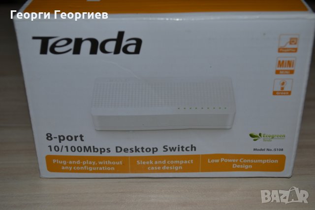 Перфектен евтин 8-портов switch Tenda S108, снимка 3 - Суичове - 28602713