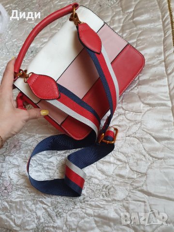 Чанта червено , бяло и розово , снимка 3 - Чанти - 36602014