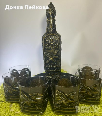 Сервиз за уиски от 7 части ръчна изработка , снимка 3 - Декорация за дома - 43618263