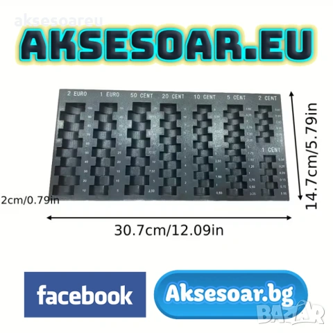 Органайзер за сортиране на евро монети - Издръжлива пластмасова кутия за съхранение и транспортиране, снимка 3 - Нумизматика и бонистика - 53259452