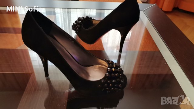 CafeNOIR / Официални италиански обувки на висок ток от естествен велур с червена подметка, снимка 7 - Дамски елегантни обувки - 36905485