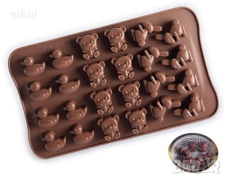 пате мече заек силиконов молд форма за шоколадови желирани бонбони фондан гипс и др, снимка 1 - Форми - 27896106