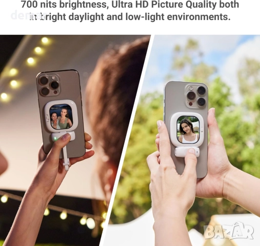 Founist Vlogmate Mini селфи екран за iPhone, Bluetooth дистанционно, снимка 8 - Селфи стикове, аксесоари - 51891915