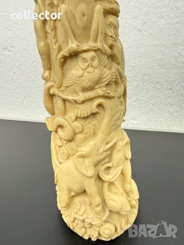 Декоративна гравирана бивна "дървото на живота" №7791, снимка 3 - Антикварни и старинни предмети - 52927260