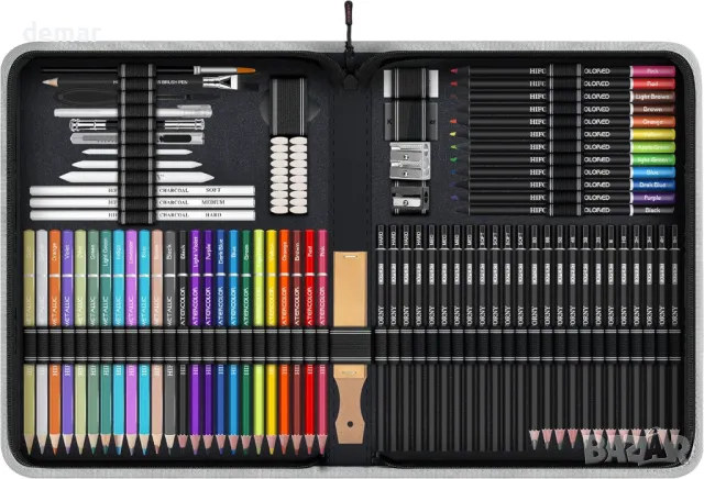 HIFORNY 100 бр. Комплект за рисуване и скициране, професионални артикули за рисуване, снимка 3 - Други - 48442843