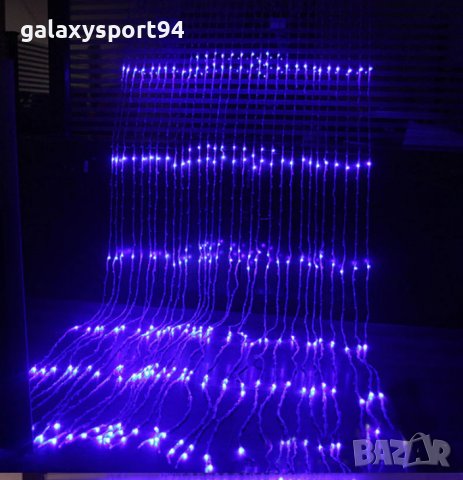 Сини Светещи завеси тип Водопад с Коледни лампички 3 х 2м, снимка 2 - Лампиони - 43189836