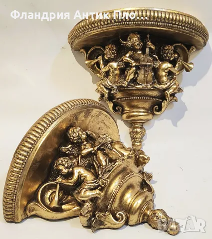 Декоративна конзола с барокови мотиви – музиканти амурчета, снимка 4 - Декорация за дома - 49644693